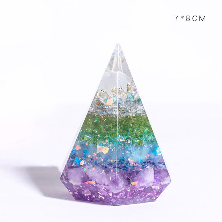 Piramide di Orgone Poligonale in Resina di Pietra Naturale Olivenorma 