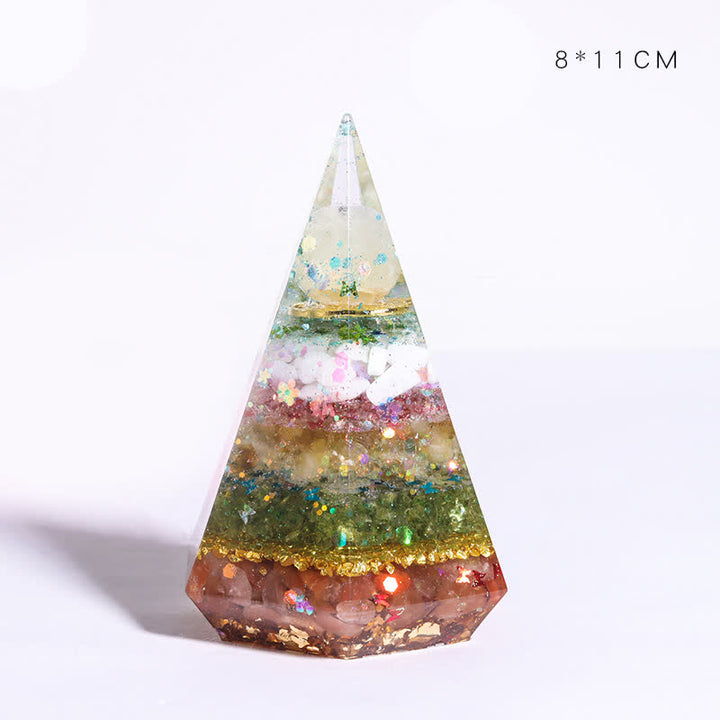 Piramide di Orgone Poligonale in Resina di Pietra Naturale Olivenorma 