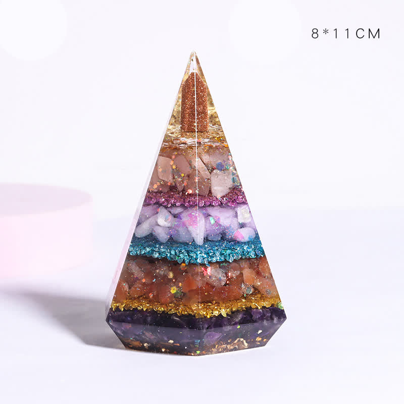 Piramide di Orgone Poligonale in Resina di Pietra Naturale Olivenorma 