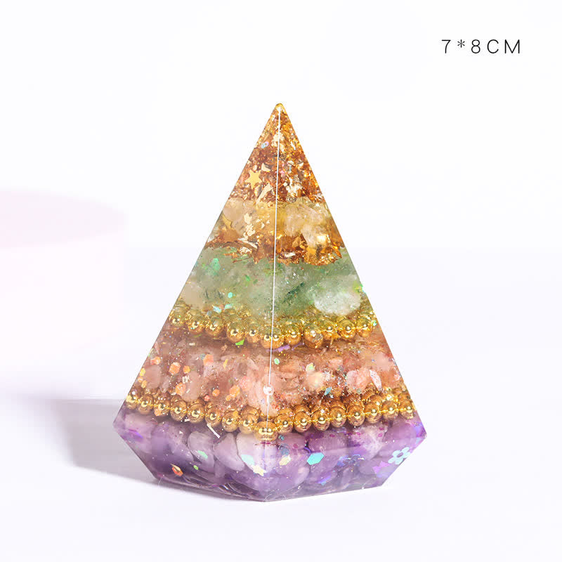 Piramide di Orgone Poligonale in Resina di Pietra Naturale Olivenorma 