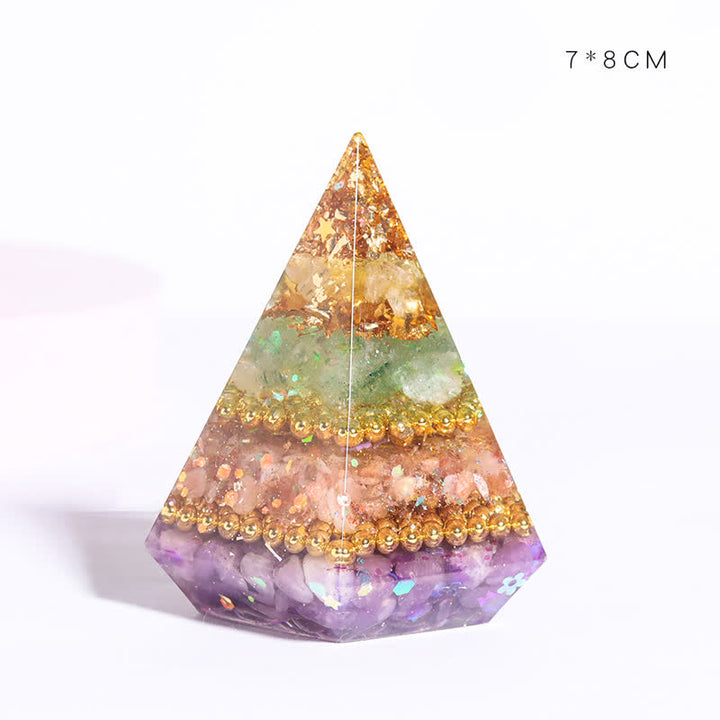 Piramide di Orgone Poligonale in Resina di Pietra Naturale Olivenorma 