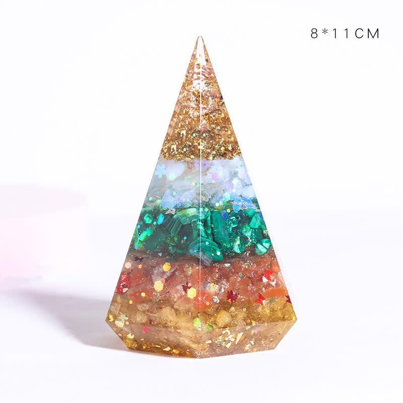 Piramide di Orgone Poligonale in Resina di Pietra Naturale Olivenorma 
