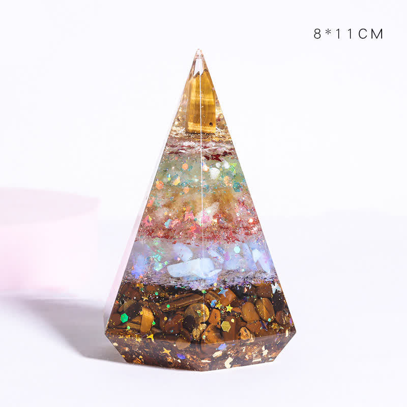 Piramide di Orgone Poligonale in Resina di Pietra Naturale Olivenorma 