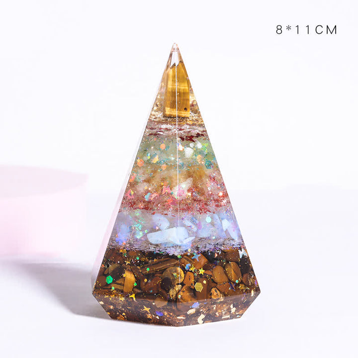 Piramide di Orgone Poligonale in Resina di Pietra Naturale Olivenorma 