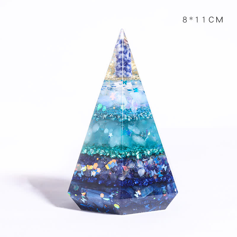 Piramide di Orgone Poligonale in Resina di Pietra Naturale Olivenorma 