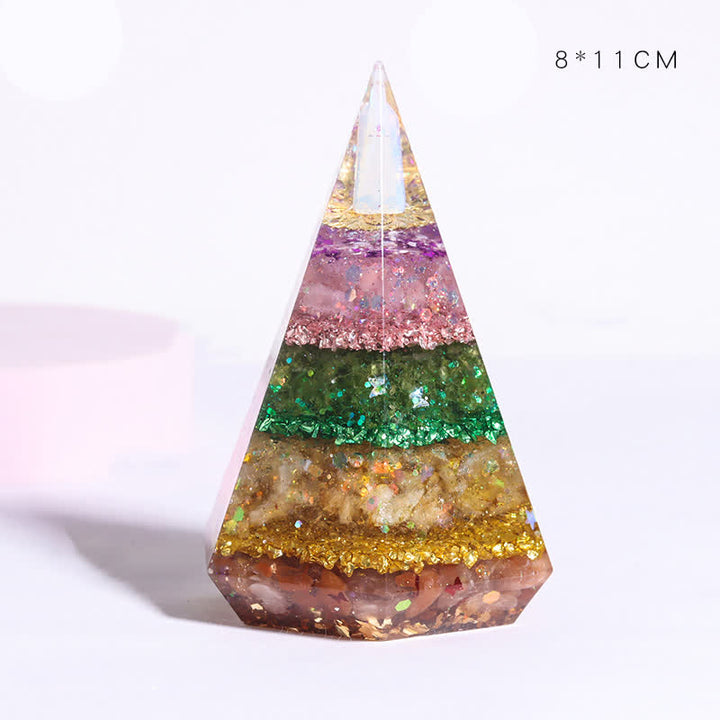 Piramide di Orgone Poligonale in Resina di Pietra Naturale Olivenorma 