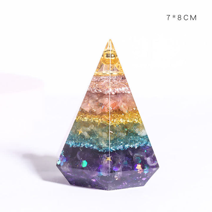 Piramide di Orgone Poligonale in Resina di Pietra Naturale Olivenorma 