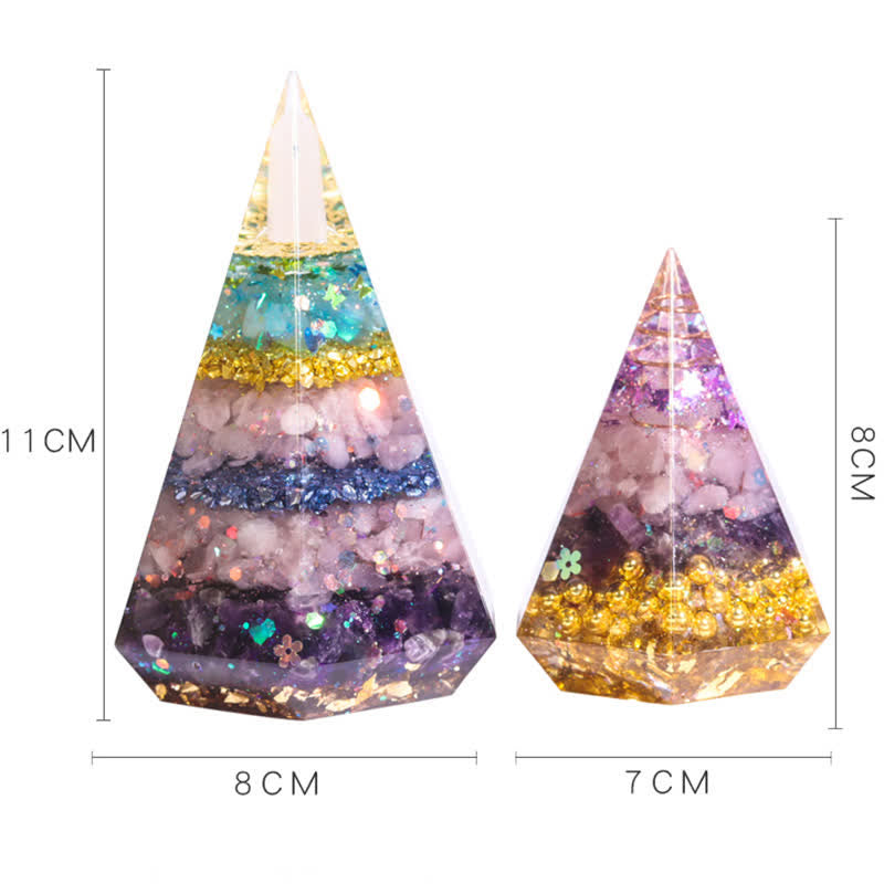 Piramide di Orgone Poligonale in Resina di Pietra Naturale Olivenorma 