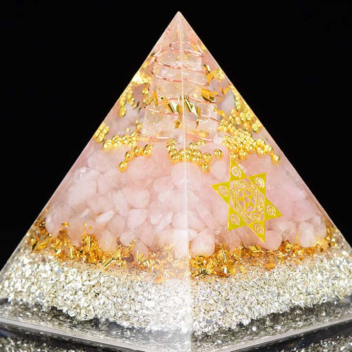Olivenorma Incontra l'amore - Piramide di Orgone al Quarzo Rosa