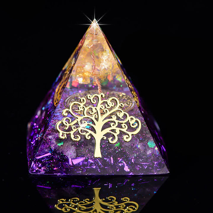 Olivenorma 6cm Albero della vita Piramide di Orgone in Pietra Naturale