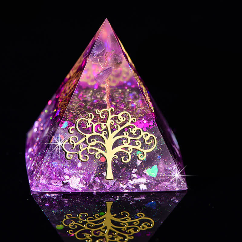 Olivenorma 6cm Albero della vita Piramide di Orgone in Pietra Naturale