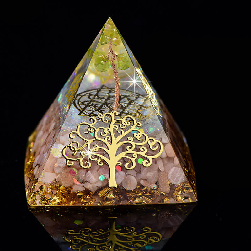 Olivenorma 6cm Albero della vita Piramide di Orgone in Pietra Naturale