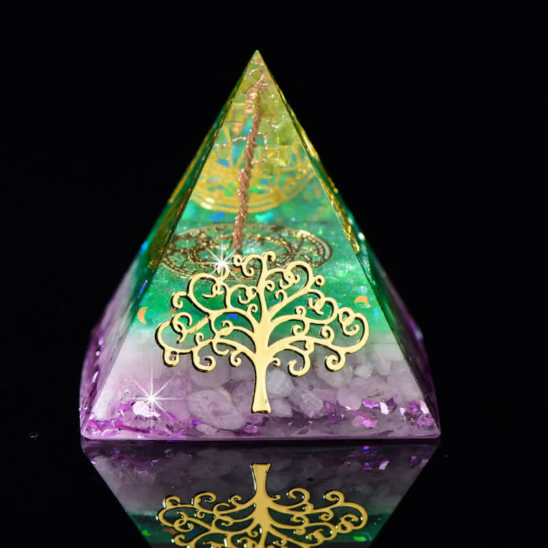 Olivenorma 6cm Albero della vita Piramide di Orgone in Pietra Naturale