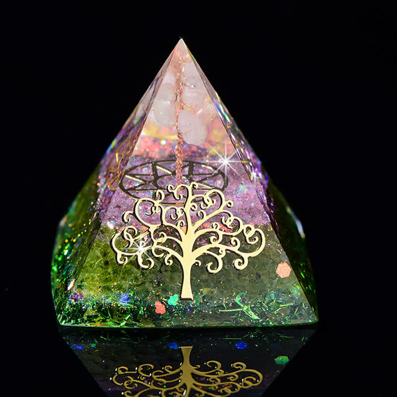 Olivenorma 6cm Albero della vita Piramide di Orgone in Pietra Naturale