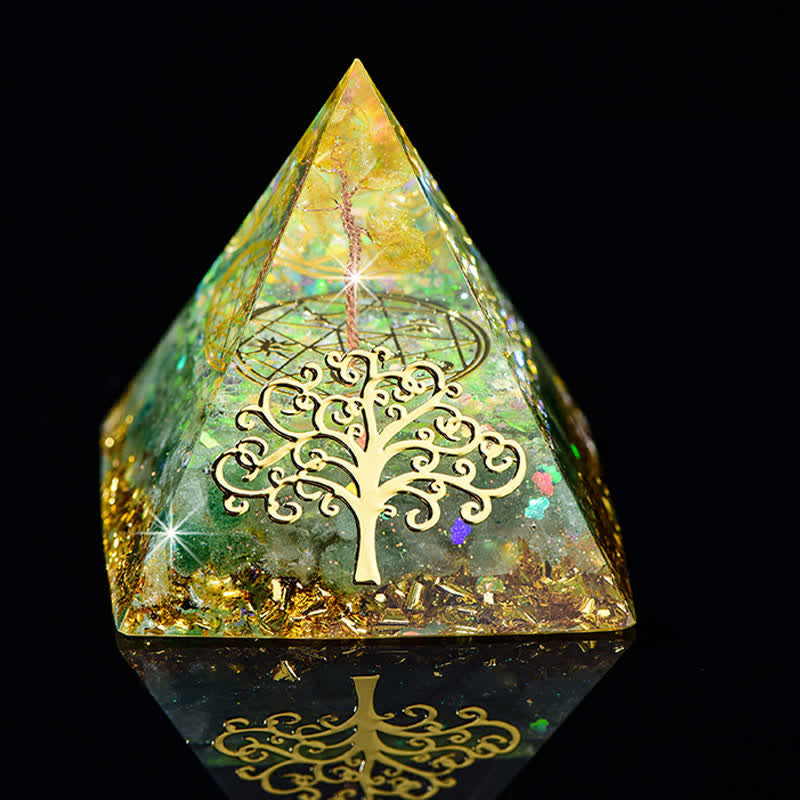 Olivenorma 6cm Albero della vita Piramide di Orgone in Pietra Naturale