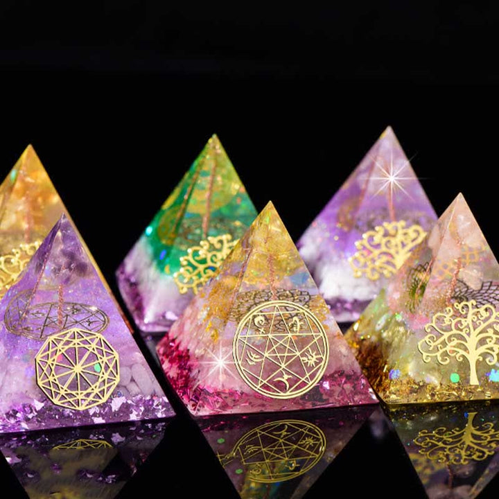 Olivenorma 6cm Albero della vita Piramide di Orgone in Pietra Naturale