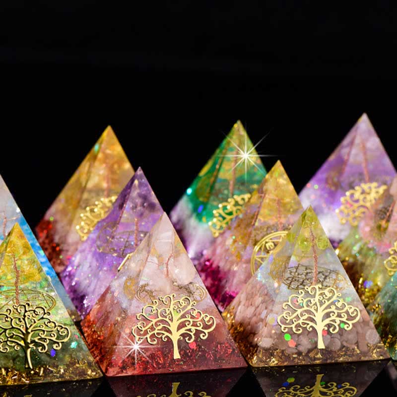 Olivenorma 6cm Albero della vita Piramide di Orgone in Pietra Naturale