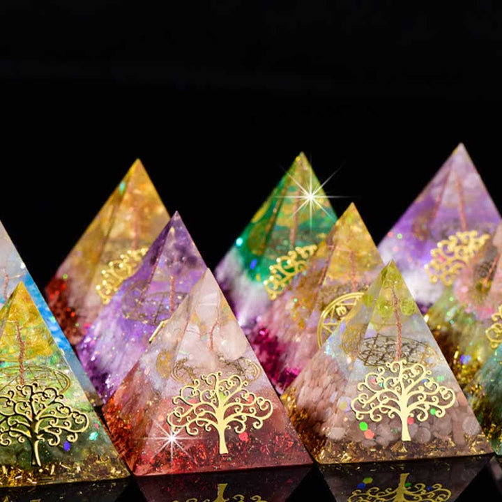 Olivenorma 6cm Albero della vita Piramide di Orgone in Pietra Naturale