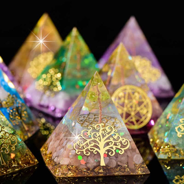 Olivenorma 6cm Albero della vita Piramide di Orgone in Pietra Naturale