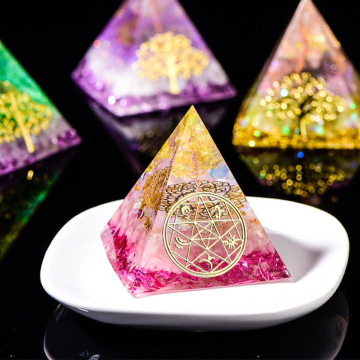 Olivenorma 6cm Albero della vita Piramide di Orgone in Pietra Naturale