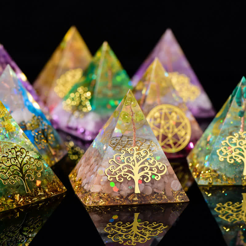 Olivenorma 6cm Albero della vita Piramide di Orgone in Pietra Naturale