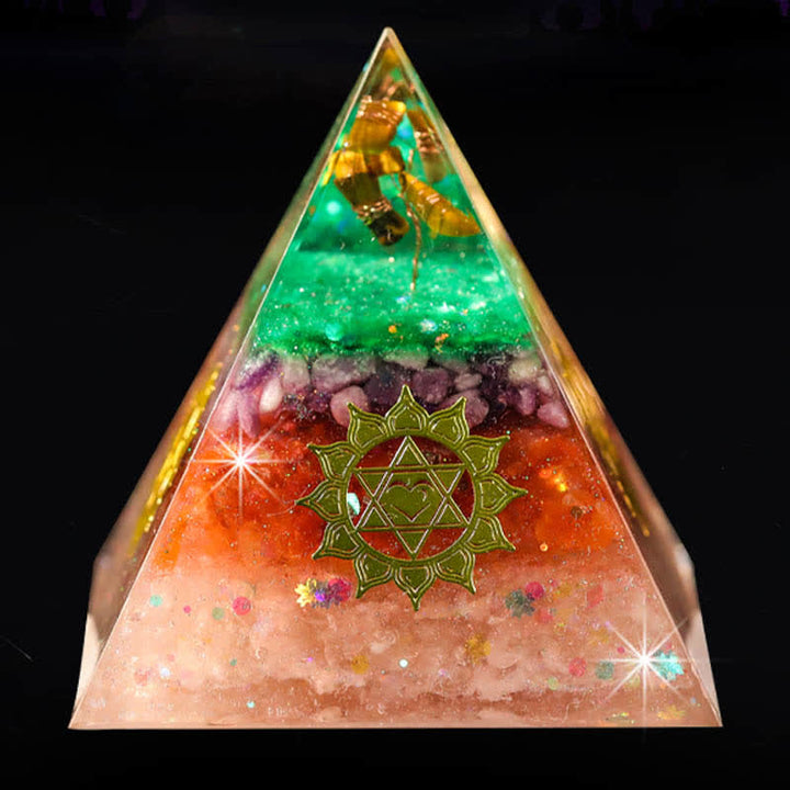 Olivenorma "Aumenta le opportunità" Piramide di Orgone in Pietra Naturale 