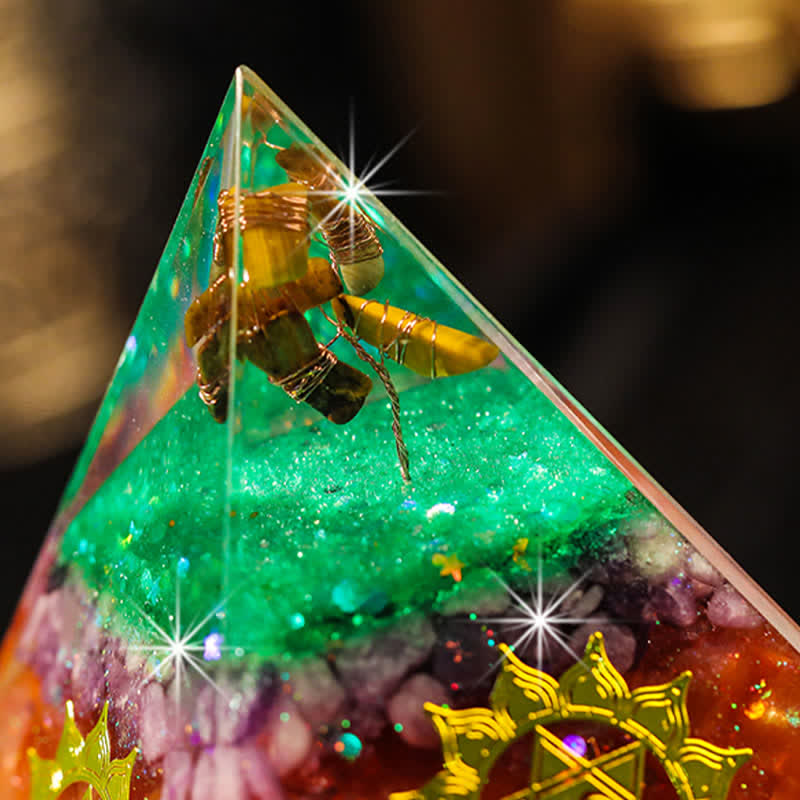 Olivenorma "Aumenta le opportunità" Piramide di Orgone in Pietra Naturale 