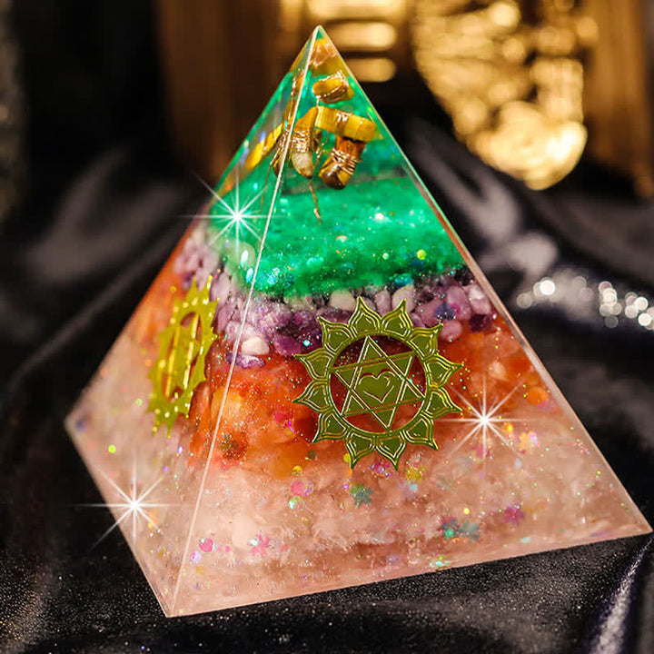 Olivenorma "Aumenta le opportunità" Piramide di Orgone in Pietra Naturale 