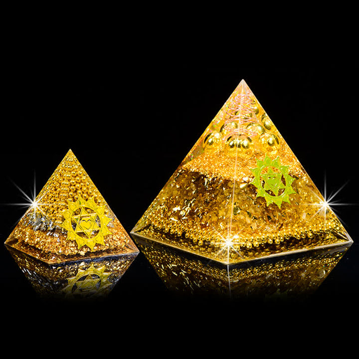 Olivenorma "Attrazione della ricchezza" Piramide di cristallo trasparente di orgone citrino 