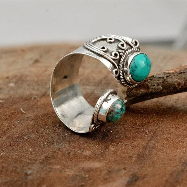 Olivenorma Anello Vintage Turchese con Bordo Aperto 