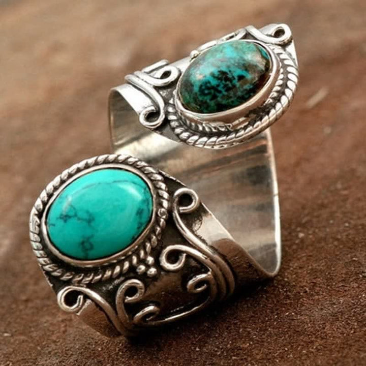Olivenorma Anello Vintage Turchese con Bordo Aperto 