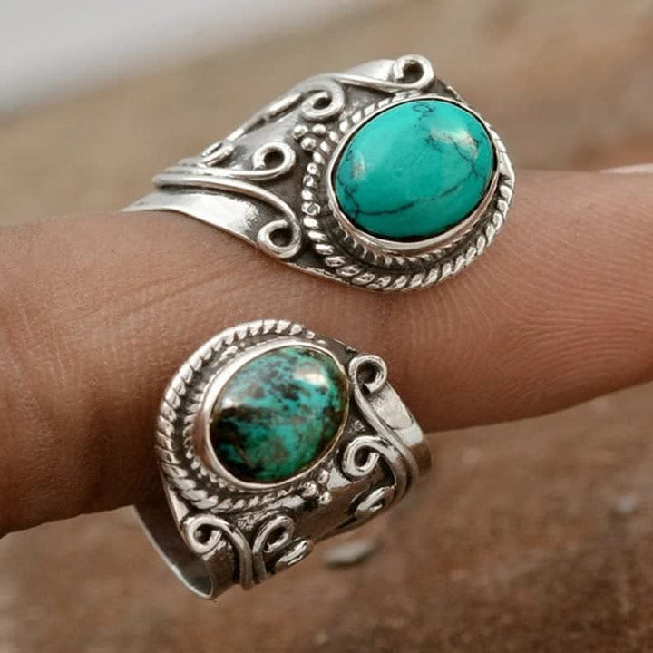Olivenorma Anello Vintage Turchese con Bordo Aperto 