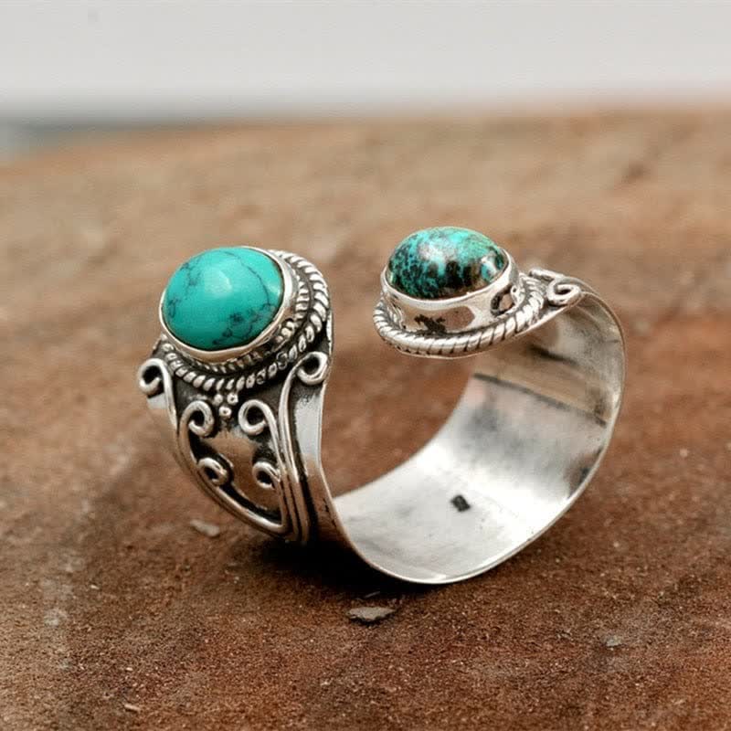 Olivenorma Anello Vintage Turchese con Bordo Aperto 