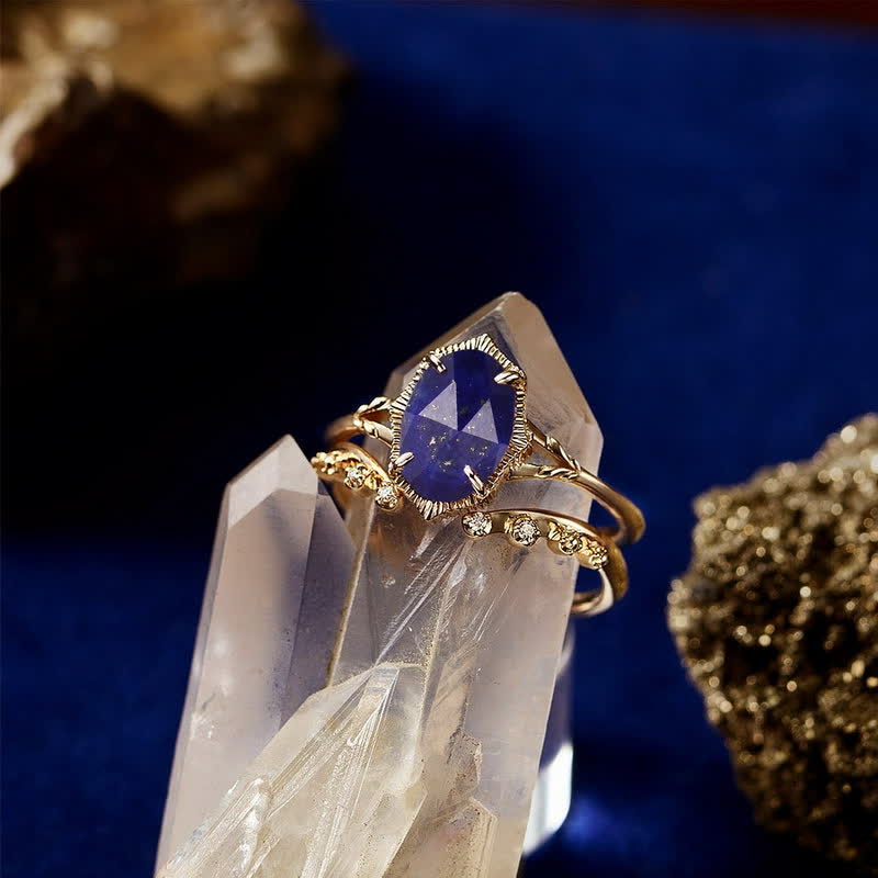 Olivenorma Lapislazzuli Zircone bianco Anello doppio strato
