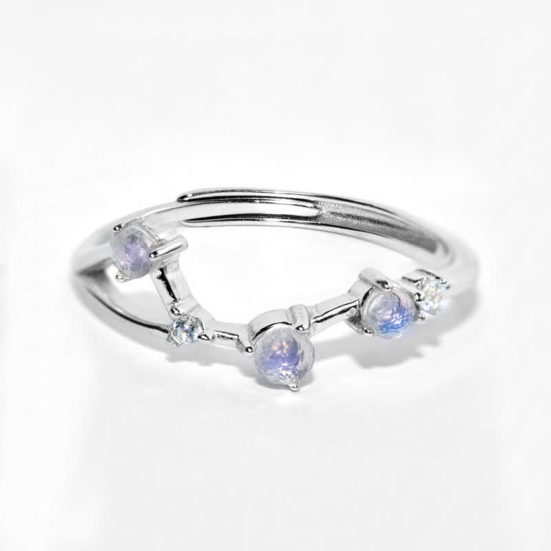 Anello con simbolo zodiacale in pietra di luna naturale Olivenorma