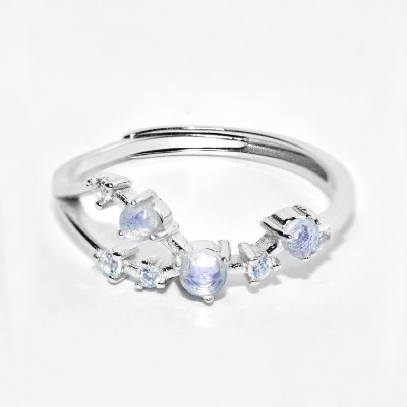 Anello con simbolo zodiacale in pietra di luna naturale Olivenorma