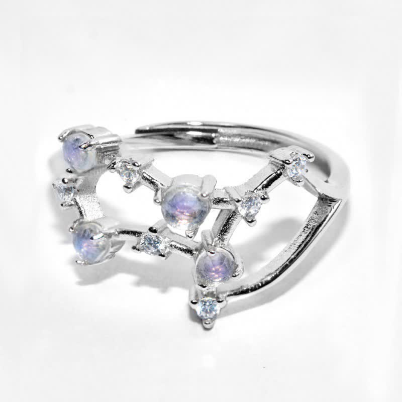 Anello con simbolo zodiacale in pietra di luna naturale Olivenorma
