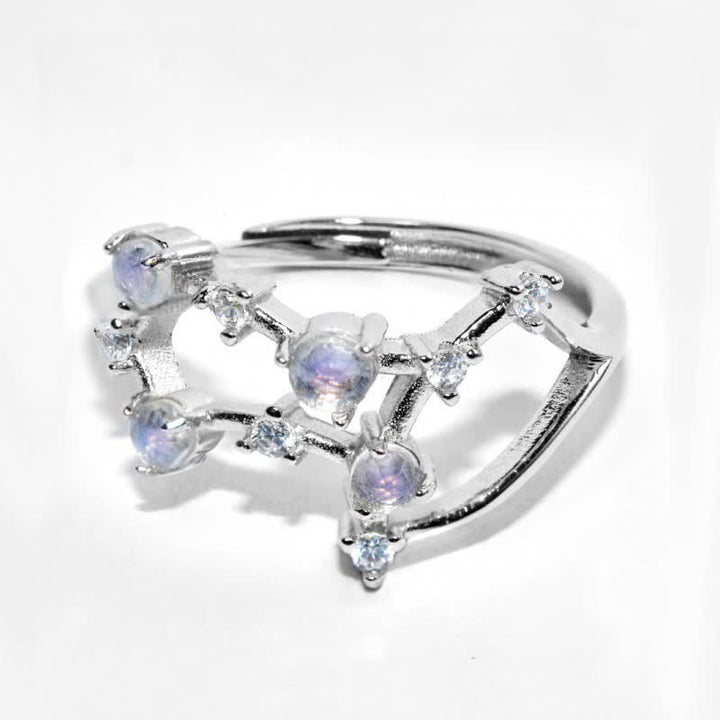 Anello con simbolo zodiacale in pietra di luna naturale Olivenorma