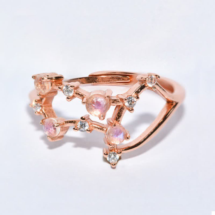Anello con simbolo zodiacale in pietra di luna naturale Olivenorma