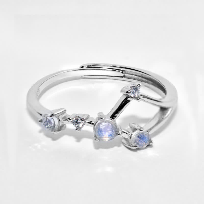 Anello con simbolo zodiacale in pietra di luna naturale Olivenorma