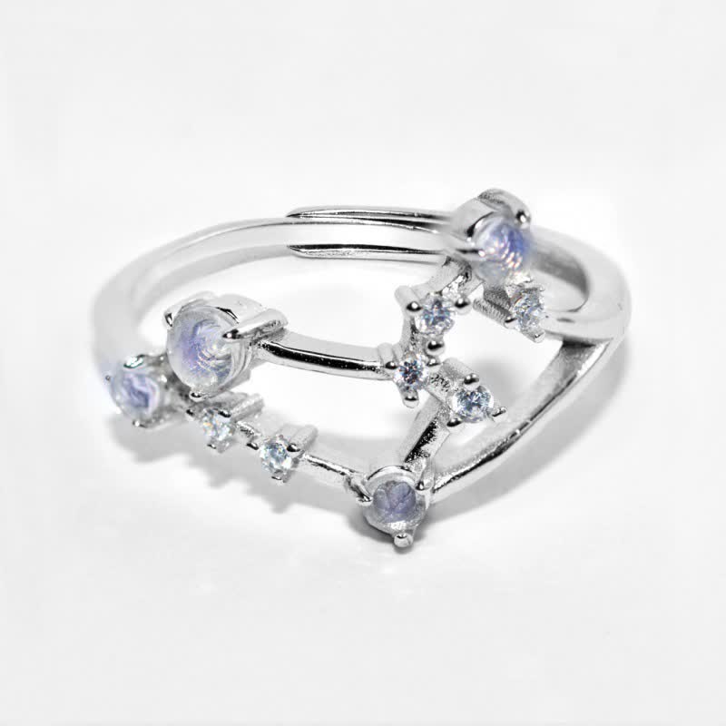 Anello con simbolo zodiacale in pietra di luna naturale Olivenorma