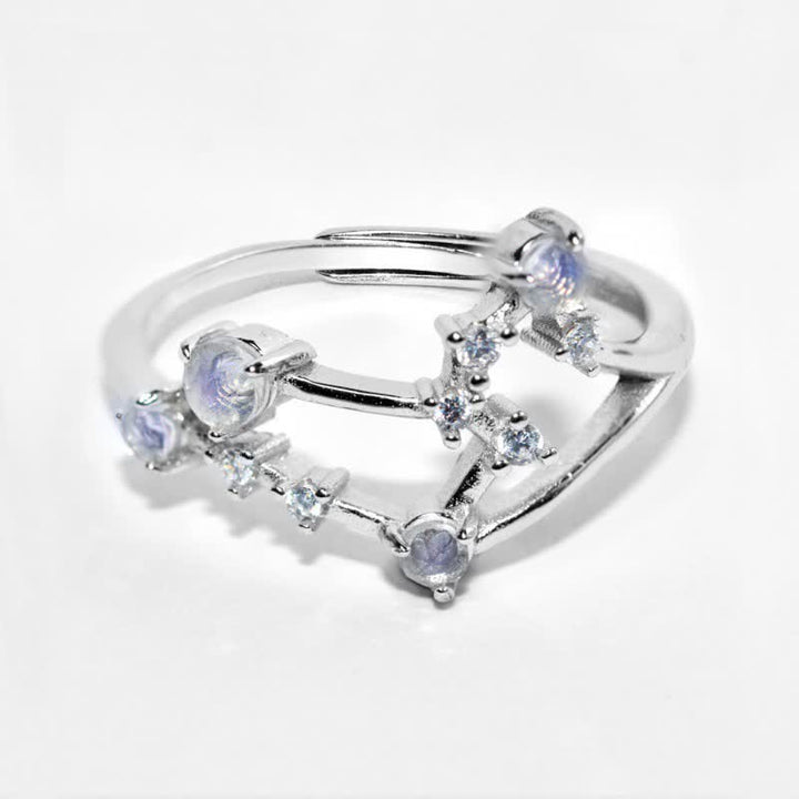 Anello con simbolo zodiacale in pietra di luna naturale Olivenorma