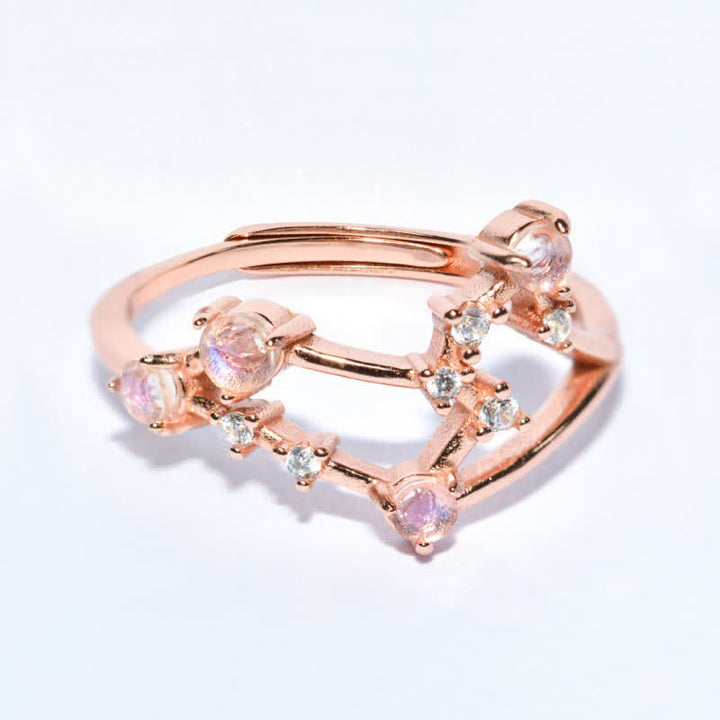 Anello con simbolo zodiacale in pietra di luna naturale Olivenorma