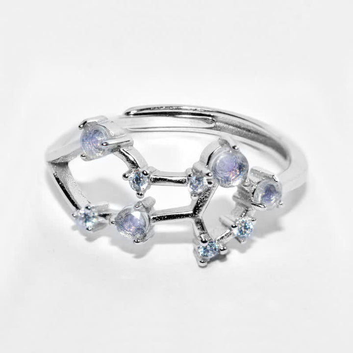Anello con simbolo zodiacale in pietra di luna naturale Olivenorma