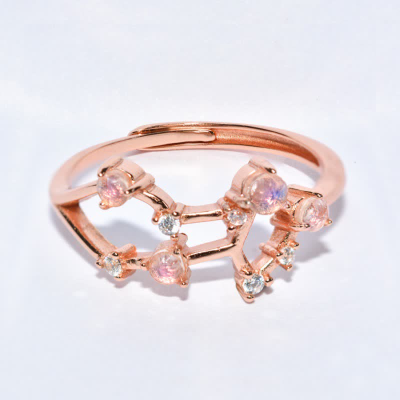 Anello con simbolo zodiacale in pietra di luna naturale Olivenorma