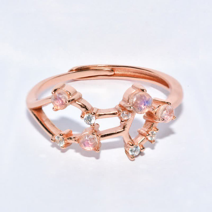 Anello con simbolo zodiacale in pietra di luna naturale Olivenorma