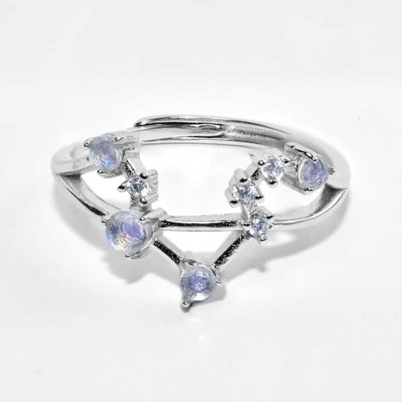 Anello con simbolo zodiacale in pietra di luna naturale Olivenorma