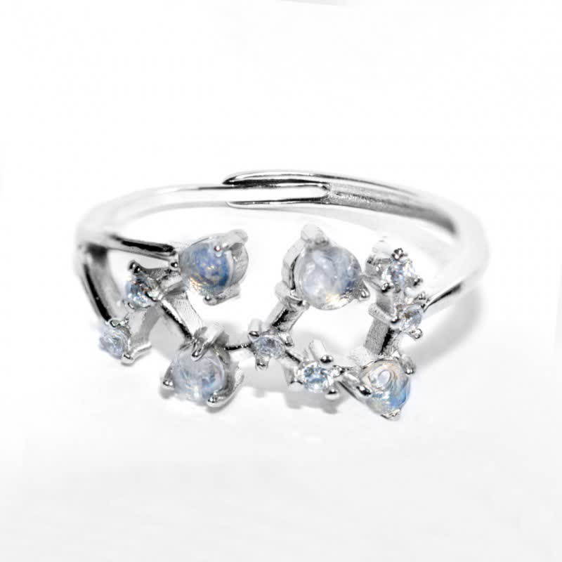 Anello con simbolo zodiacale in pietra di luna naturale Olivenorma