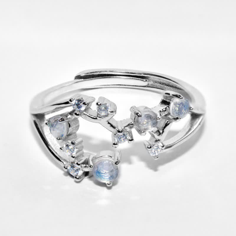 Anello con simbolo zodiacale in pietra di luna naturale Olivenorma