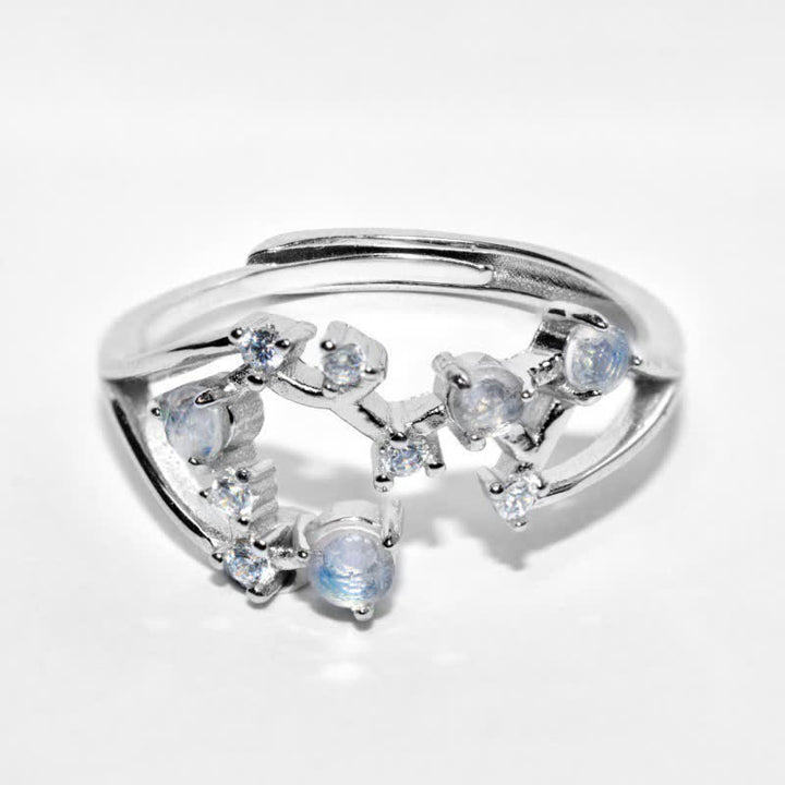 Anello con simbolo zodiacale in pietra di luna naturale Olivenorma